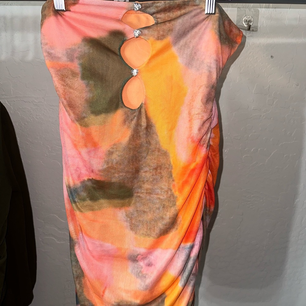 SHEIN cutout tie dye bodycon tube dress